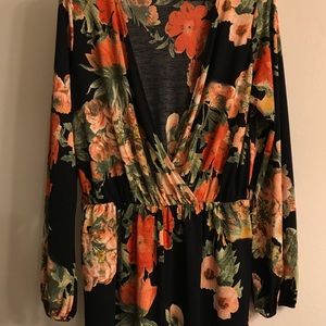 Black floral dressy romper